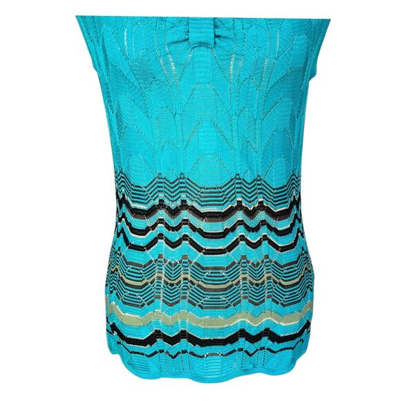 M Missoni Blue Turquoise Knit Top US Size 6 - Picture 2 of 9